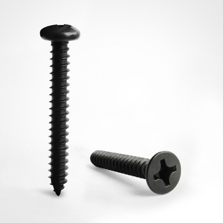 countersunk and pan head self tappers in black stainless steel