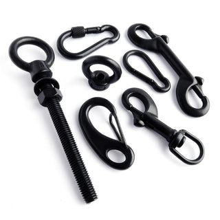 lift eye, spring hook, gate snap, long lift eye A4 marine black stainless steel.