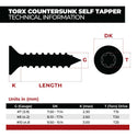 Black Stainless Steel Torx Countersunk Self Tapping Screw
