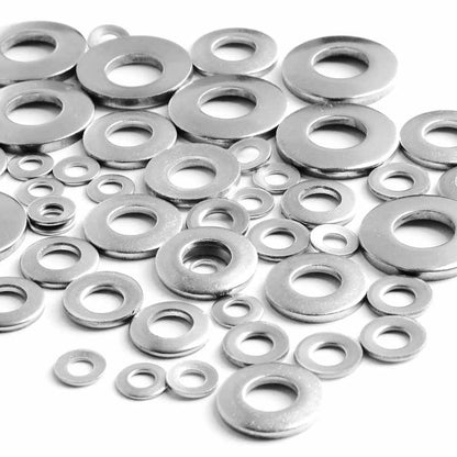 Collection of conical washers on a white background