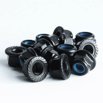 black stainless serrated flanged nyloc nuts