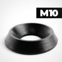 M10 Solid Finishing Cup Washers, finished in Black Stainless Steel