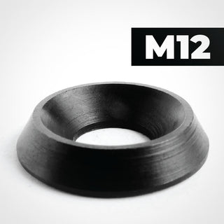 M12 Solid Finishing Cup Washers, finished in Black Stainless Steel