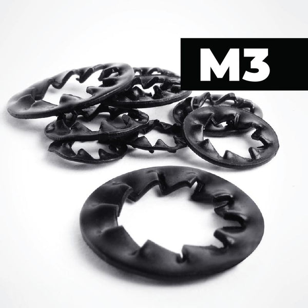 M3 Black Stainless Steel Internal Serrated Lock Washers