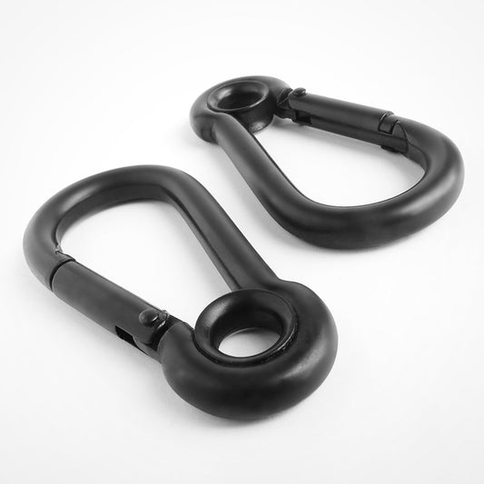 Spring hook with ring / eyelet in black stainless steel from Carbolts