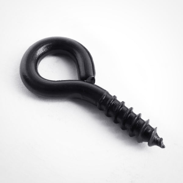Black stainless steel eye screws. A good way of fixing into most types timber