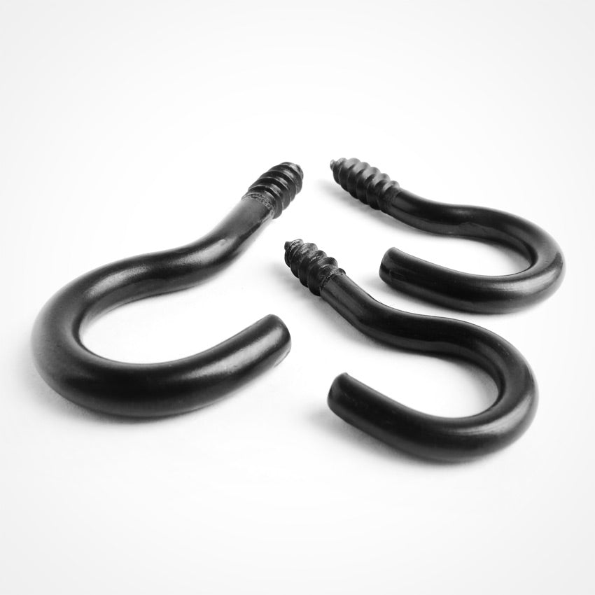 black stainless steel in various sizes with a screw thread