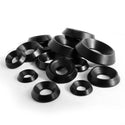 Black Stainless Solid Finishing Cup Washers by Carbolts. Blacked our CB10 blacking process