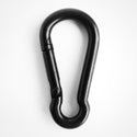 Black stainless steel spring hooks, each has a smooth spring loaded snap action