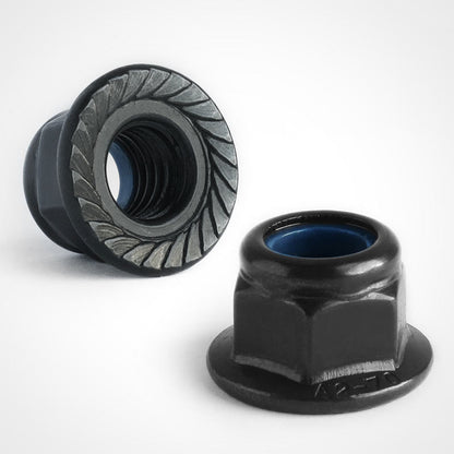 black stainless steel serratted nyloc flange nuts