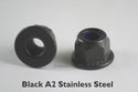 Black Stainless Steel Non Serrated Flanged Nyloc Nuts A2-70 stainless steel.