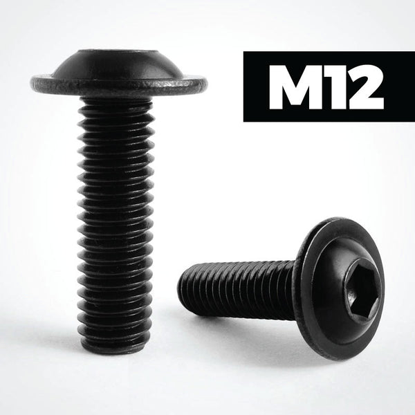 Black stainless steel M12 Button flange screws