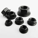 carbolts non serrated flange nuts coated using our CB10 black stainless steel process 