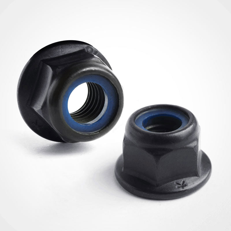 Black Stainless Steel Non Serrated Flanged Nyloc Nuts DIN 6926.