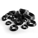 Black Stainless Solid Finishing Cup Washers by Carbolts. Blacked our CB10 blacking process