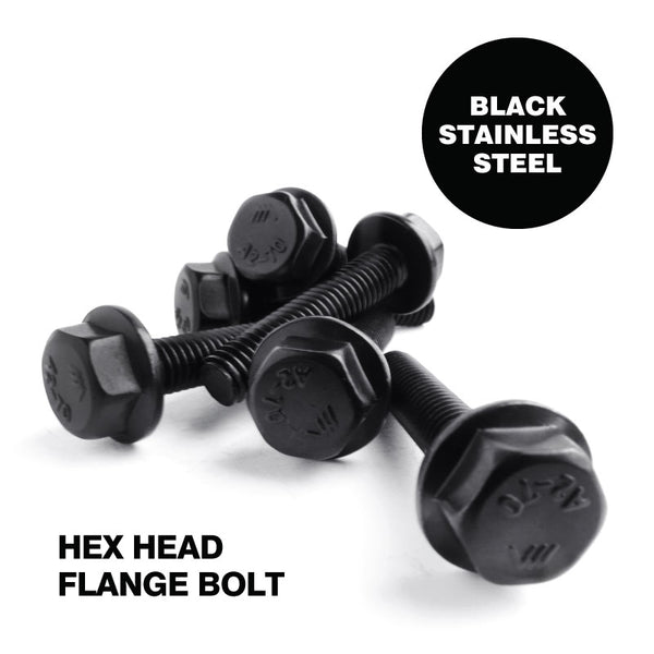 Flanged Hex Head Bolts Flange Hexagon Screws, Stainless Steel A2-70 (304), Black Oxide Finish, DIN 6921